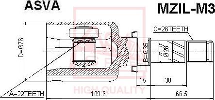 ASVA MZIL-M3 - Šarnīru komplekts, Piedziņas vārpsta www.autospares.lv