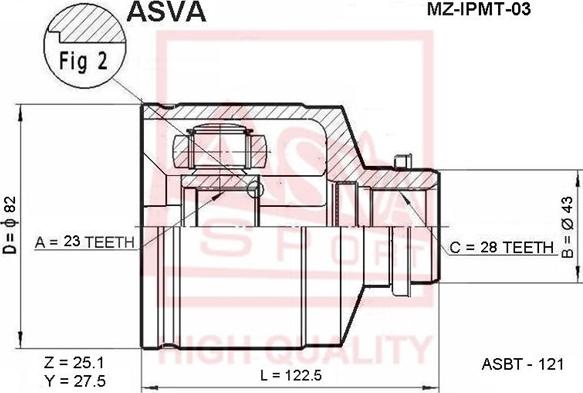 ASVA MZ-IPMT-03 - Šarnīru komplekts, Piedziņas vārpsta www.autospares.lv