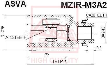 ASVA MZIR-M3A2 - Šarnīru komplekts, Piedziņas vārpsta www.autospares.lv