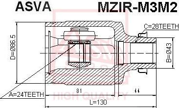 ASVA MZIR-M3M2 - Šarnīru komplekts, Piedziņas vārpsta www.autospares.lv