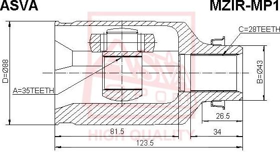 ASVA MZIR-MP1 - Šarnīru komplekts, Piedziņas vārpsta www.autospares.lv