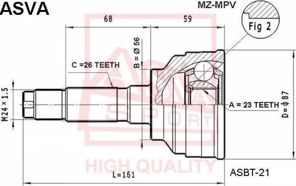 ASVA MZ-MPV - Šarnīru komplekts, Piedziņas vārpsta www.autospares.lv