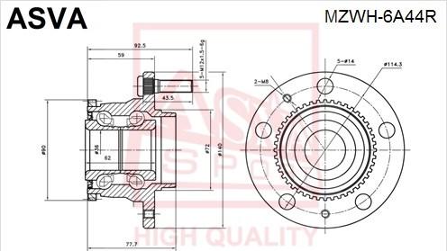 ASVA MZWH-6A44R - Ступица колеса, поворотный кулак www.autospares.lv