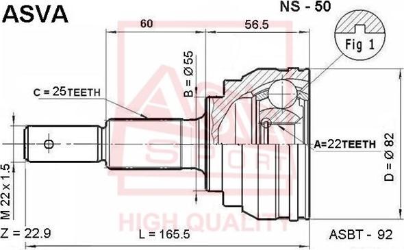 ASVA NS-50 - Šarnīru komplekts, Piedziņas vārpsta autospares.lv