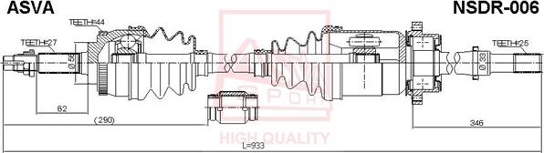 ASVA NSDR-006 - Piedziņas vārpsta www.autospares.lv