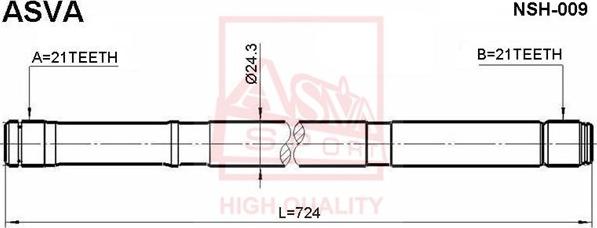 ASVA NSH-009 - Piedziņas vārpsta www.autospares.lv