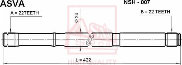 ASVA NSH-007 - Piedziņas vārpsta www.autospares.lv