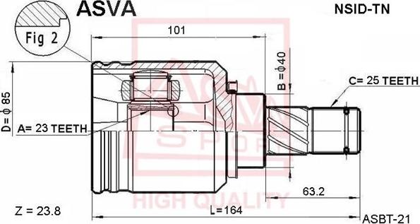 ASVA NSID-TN - Šarnīru komplekts, Piedziņas vārpsta www.autospares.lv