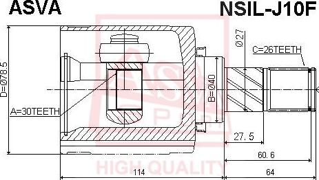 ASVA NSIL-J10F - Šarnīru komplekts, Piedziņas vārpsta www.autospares.lv