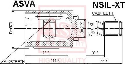 ASVA NSIL-XT - Šarnīru komplekts, Piedziņas vārpsta www.autospares.lv