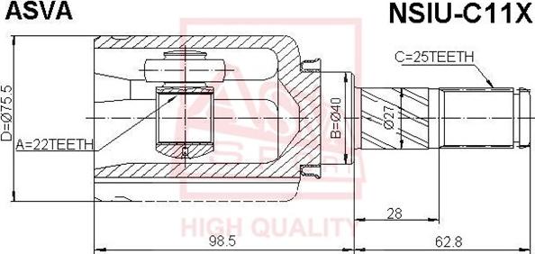 ASVA NSIU-C11X - Šarnīru komplekts, Piedziņas vārpsta www.autospares.lv