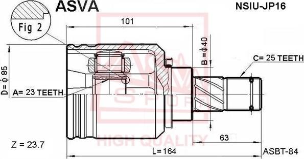 ASVA NSIU-JP16 - Šarnīru komplekts, Piedziņas vārpsta www.autospares.lv