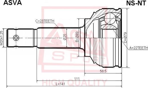 ASVA NS-NT - Šarnīru komplekts, Piedziņas vārpsta www.autospares.lv