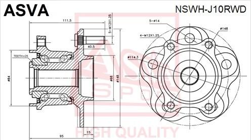 ASVA NSWH-J10RWD - Ступица колеса, поворотный кулак www.autospares.lv