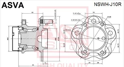 ASVA NSWH-J10R - Ступица колеса, поворотный кулак www.autospares.lv