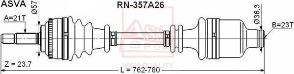 ASVA RN-357A26 - Piedziņas vārpsta www.autospares.lv