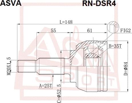 ASVA RN-DSR4 - Šarnīru komplekts, Piedziņas vārpsta www.autospares.lv