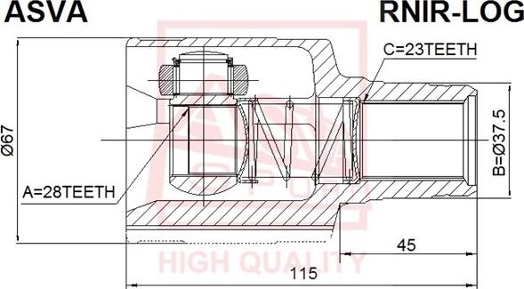 ASVA RNIR-LOG - Šarnīru komplekts, Piedziņas vārpsta www.autospares.lv