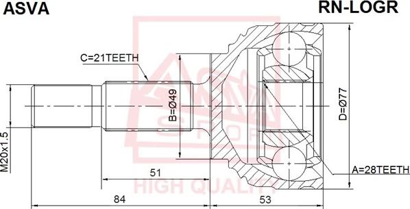 ASVA RN-LOGR - Šarnīru komplekts, Piedziņas vārpsta www.autospares.lv