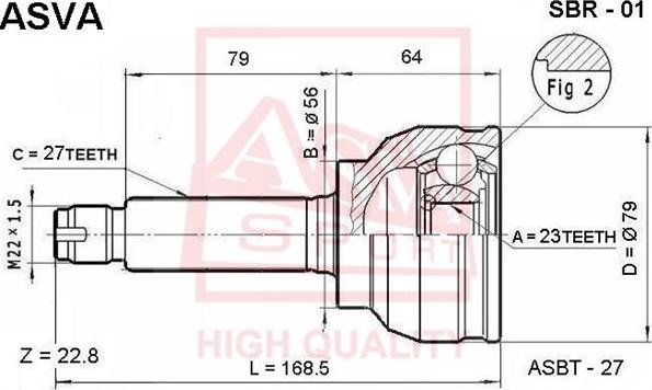 ASVA SBR-01 - Шарнирный комплект, ШРУС, приводной вал www.autospares.lv