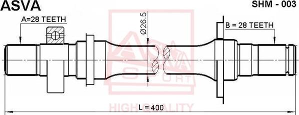 ASVA SHM-003 - Piedziņas vārpsta www.autospares.lv