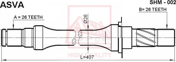 ASVA SHM-002 - Piedziņas vārpsta www.autospares.lv