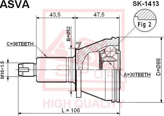 ASVA SK-1413 - Joint Kit, drive shaft www.autospares.lv