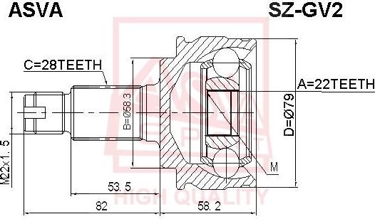 ASVA SZ-GV2 - Шарнирный комплект, ШРУС, приводной вал www.autospares.lv