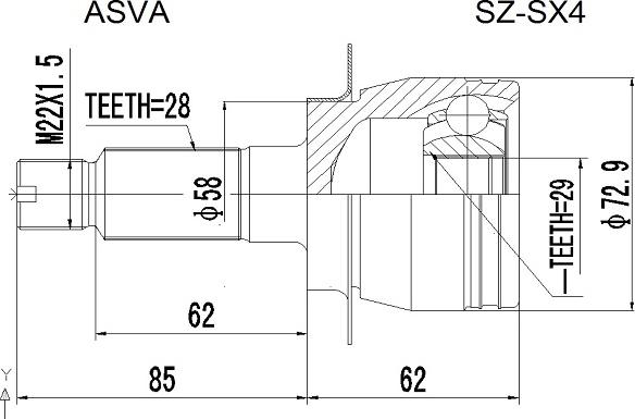 ASVA SZ-SX4 - Joint Kit, drive shaft www.autospares.lv