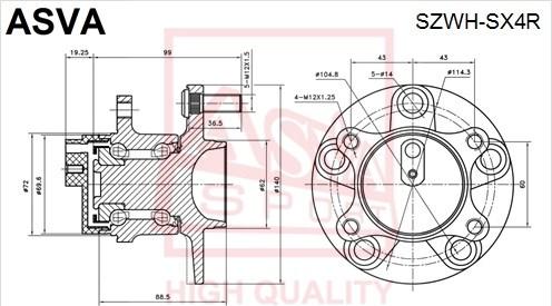 ASVA SZWH-SX4R - Wheel Hub www.autospares.lv