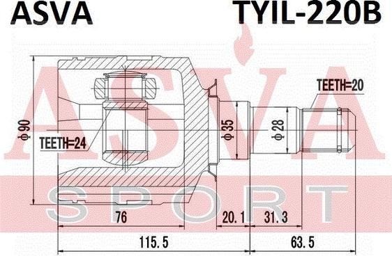 ASVA TYIL-220B - Šarnīru komplekts, Piedziņas vārpsta www.autospares.lv