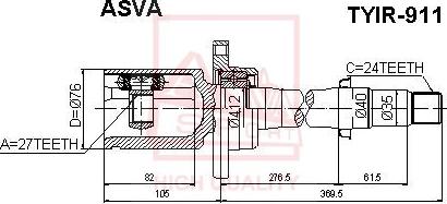 ASVA TYIR-911 - Šarnīru komplekts, Piedziņas vārpsta autospares.lv