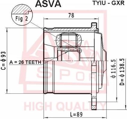 ASVA TYIU-GXR - Šarnīru komplekts, Piedziņas vārpsta www.autospares.lv