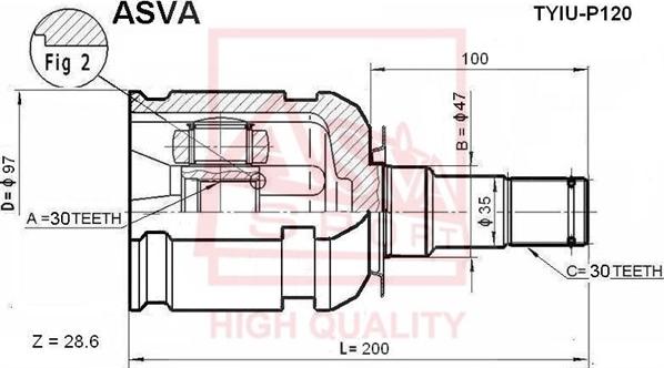 ASVA TYIU-P120 - Šarnīru komplekts, Piedziņas vārpsta www.autospares.lv