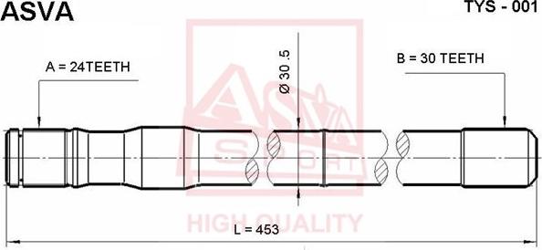 ASVA TYS-01 - Piedziņas vārpsta www.autospares.lv