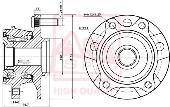 ASVA TYWH-ACA30MF - Riteņa rumba www.autospares.lv