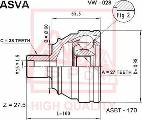 ASVA VW-028 - Joint Kit, drive shaft www.autospares.lv