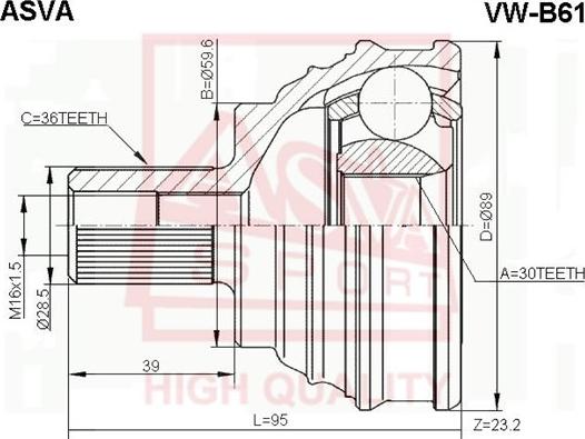 ASVA VW-B61 - Joint Kit, drive shaft www.autospares.lv