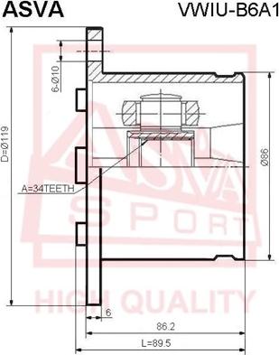 ASVA VWIU-B6A1 - Šarnīru komplekts, Piedziņas vārpsta www.autospares.lv