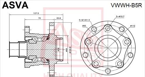 ASVA VWWH-B5R - Ступица колеса, поворотный кулак www.autospares.lv