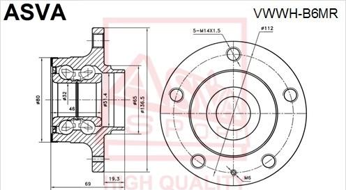 ASVA VWWH-B6MR - Ступица колеса, поворотный кулак www.autospares.lv