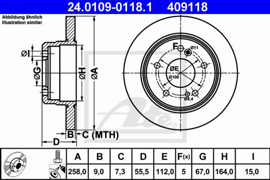 ATE 409118 - Bremžu diski autospares.lv