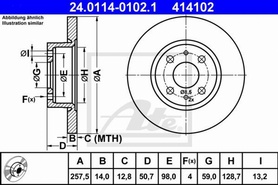 ATE 414102 - Bremžu diski www.autospares.lv