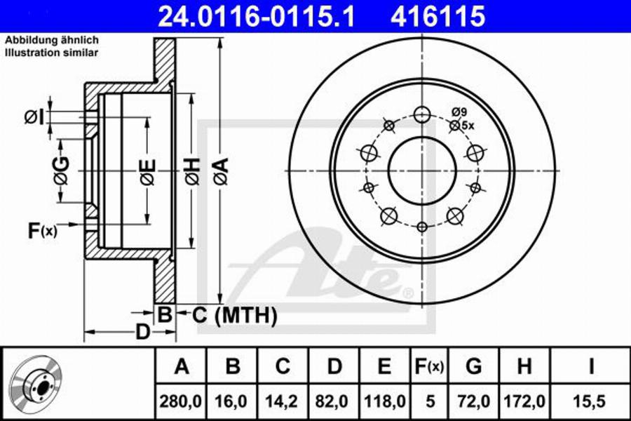 ATE 416115 - Bremžu diski www.autospares.lv