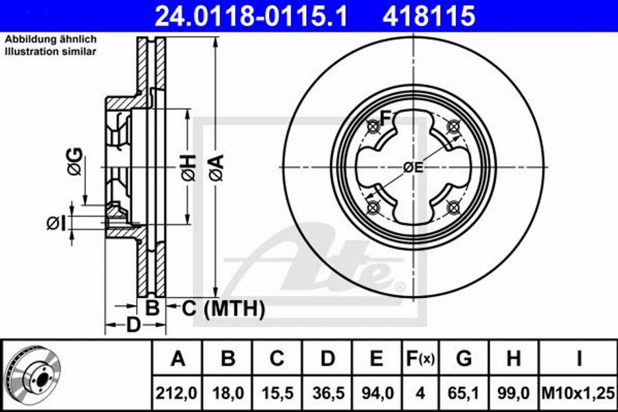 ATE 418115 - Bremžu diski www.autospares.lv