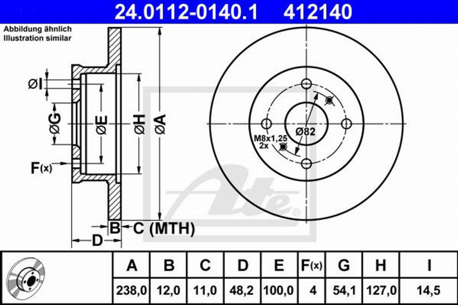 ATE 412140 - Bremžu diski www.autospares.lv