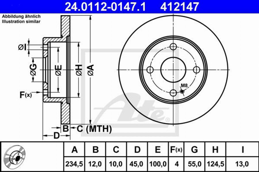 ATE 412147 - Bremžu diski www.autospares.lv