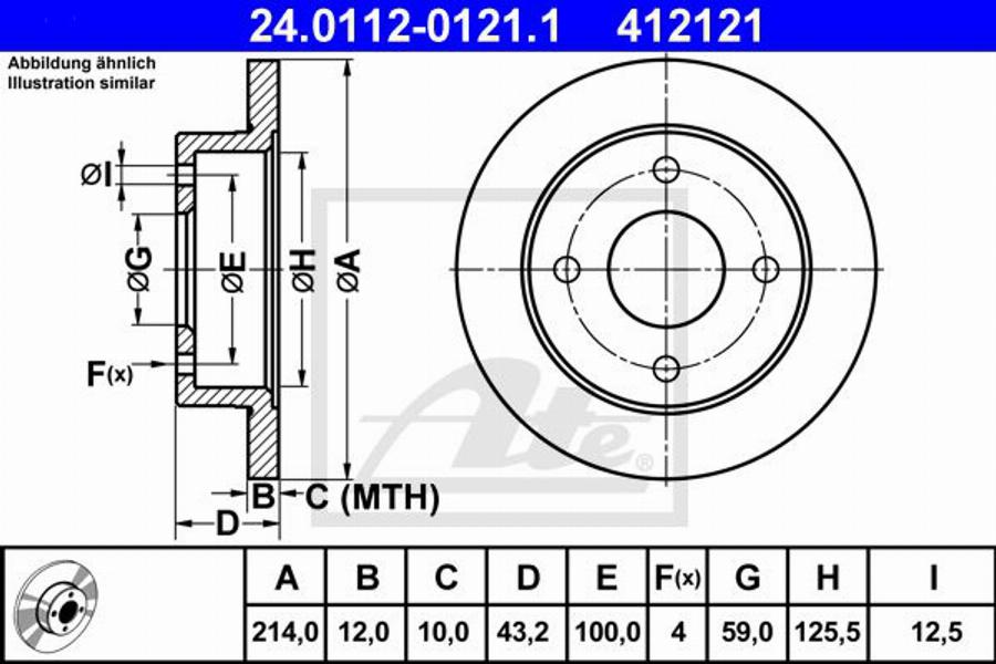 ATE 412121 - Bremžu diski www.autospares.lv