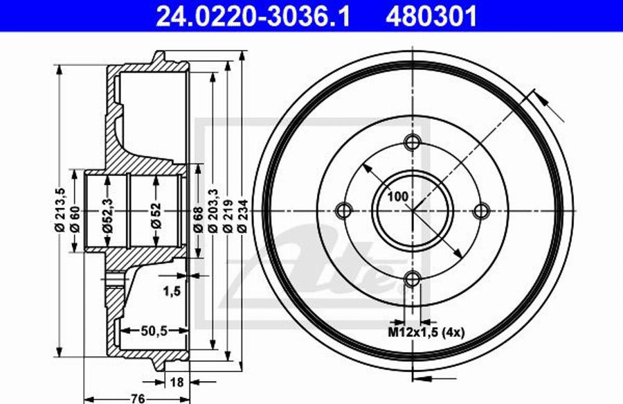 ATE 480301 - Bremžu trumulis www.autospares.lv