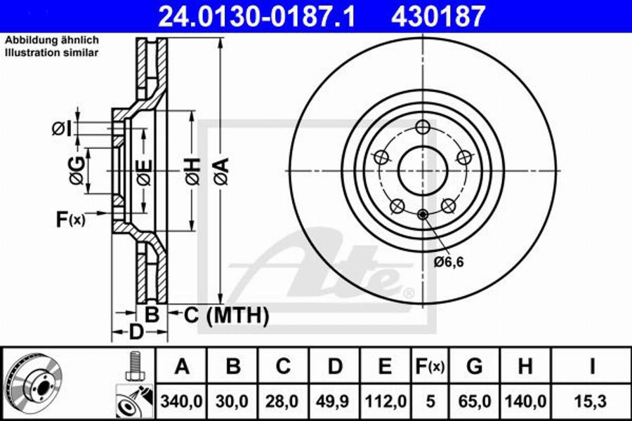 ATE 430187 - Bremžu diski www.autospares.lv